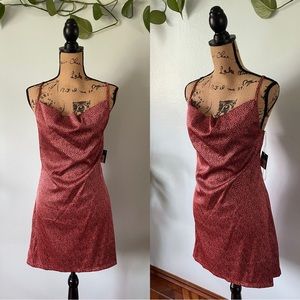 Red Floral Poppy Print Satin Dress